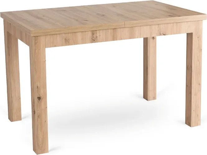 Zestaw Stół Prostokątny Rozkładany SKUBI 120-160 cm Dąb Artisan i 4 Krzesła Tapicerowane RODRI Beżowe