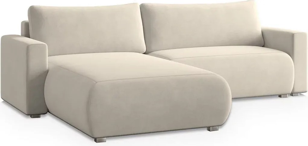PROMOCJA Kremowa rozkładana sofa narożna MONORA, dwustronna II gatunku