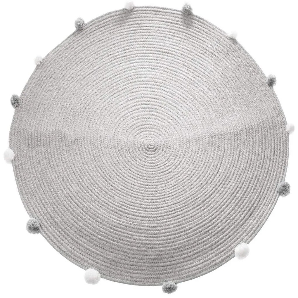 Dywan do pokoju dziecięcego z pomponami, Ø 90 cm