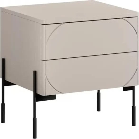 Szafka nocna z dwoma szufladami Sonatia na metalowych nogach 45 cm - kaszmir