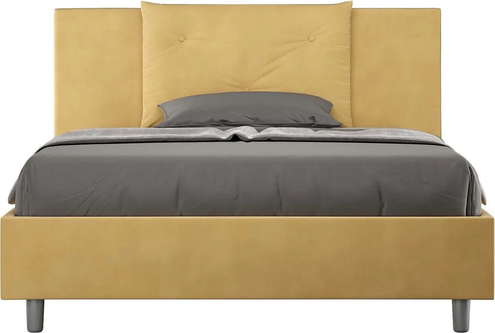 Łóżko bez stelaża tapicerowane 140x200 microfibra okra Appia