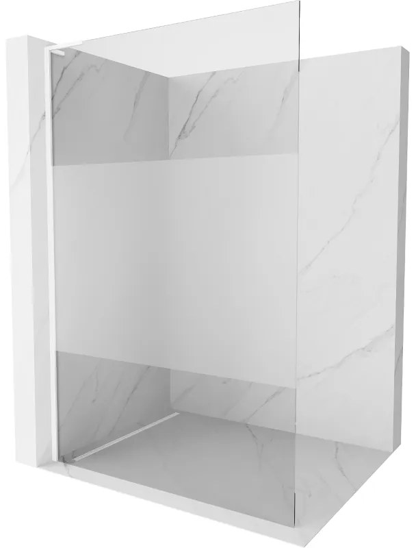 Mexen Kioto L ścianka prysznicowa Walk-in 100 x 200 cm, transparent/szron, biała - 800-100-103-20-35