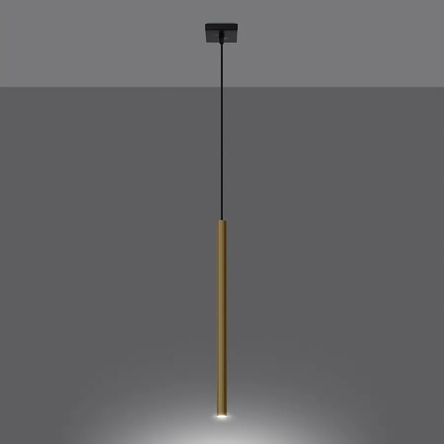 Lampy wiszące nowoczesny Brill, stal - 1 źródło światła 3000K - L.8 x H.100 cm - złoty połysk