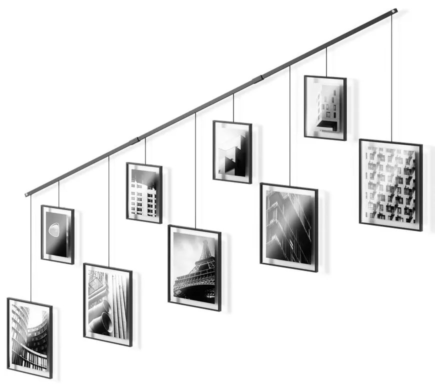 Czarne metalowe ramki ścienne zestaw 9 szt. 223x77,5 cm Exhibit – Umbra
