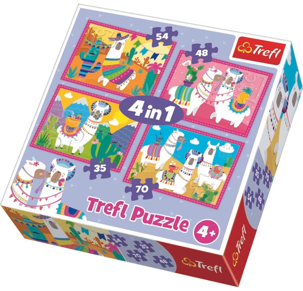Trefl Puzzle Szczęśliwe lamy, 4 elementy