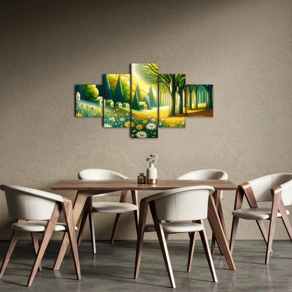 Obraz - Wieś w żółto-zielonym (125x70 cm)