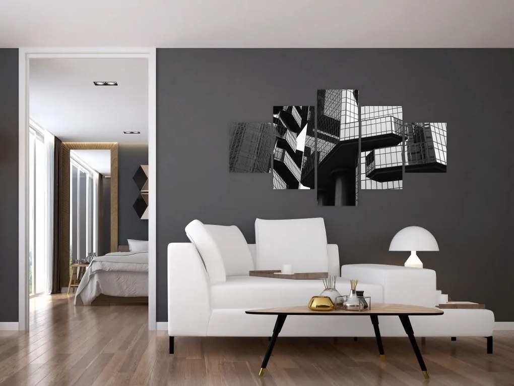 Obraz szklanych budynków (125x70 cm)