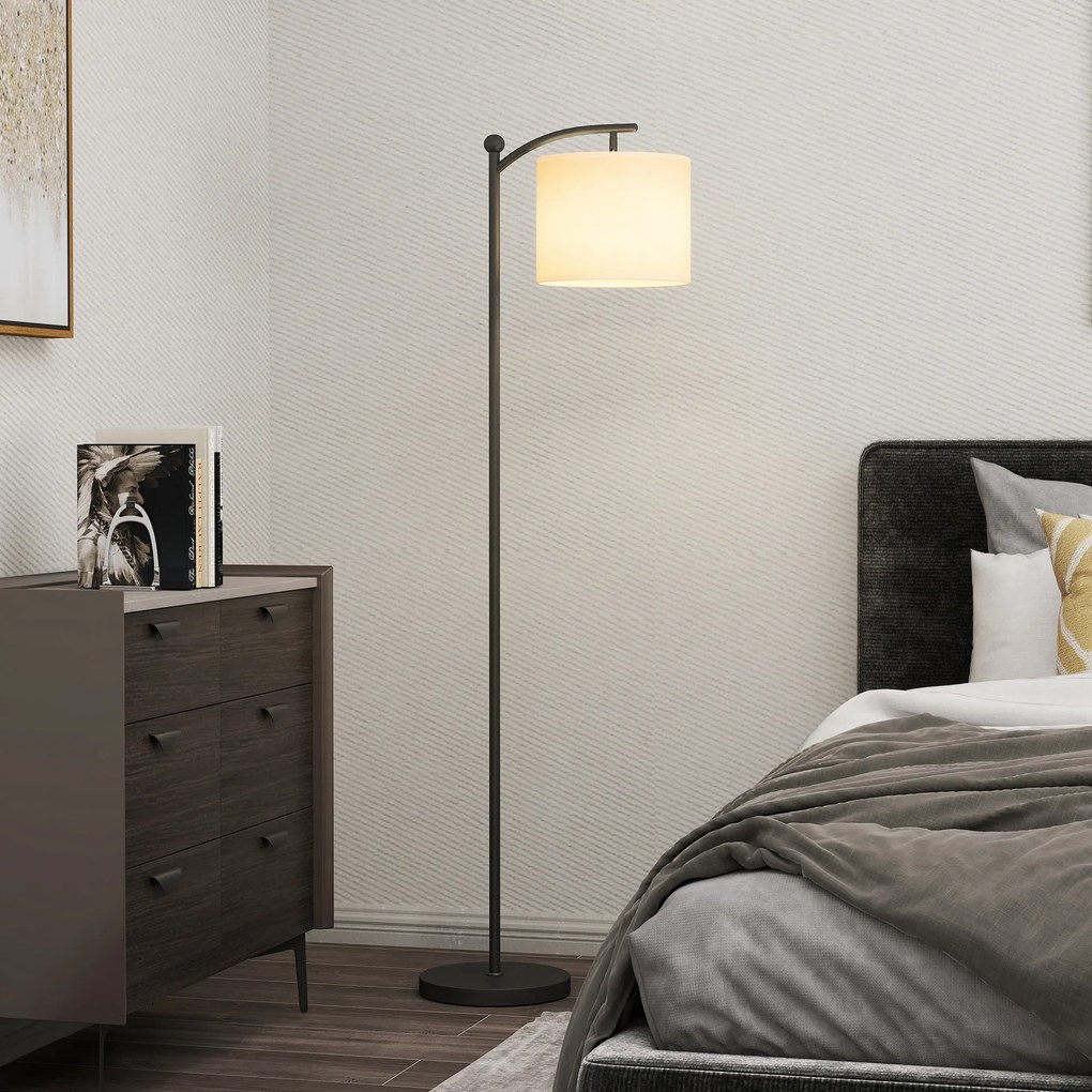 HOMCOM Lampa podłogowa z regulowanymi opcjami świetlnymi, przełącznik nożny, pilot, metal, Czarna