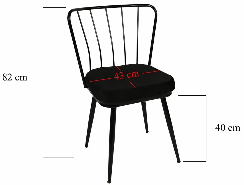 Zestaw krzeseł do jadalni Yildiz Black, 4 szt., 4 szt.