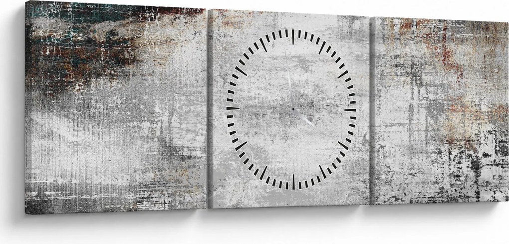 Obraz - Abstrakcyjne teksturowane płótno (z zegarem) (90x30 cm)