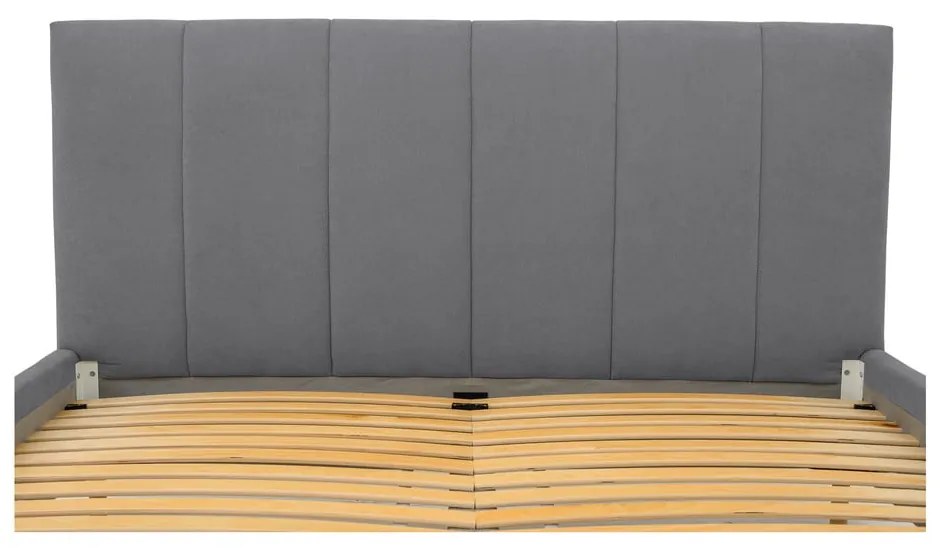 Szare tapicerowane łóżko dwuosobowe ze stelażem 180x200 cm Zee – Scandic