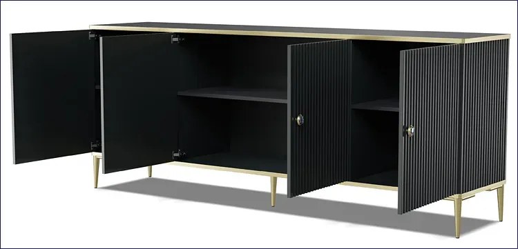 Czarna komoda glamour z lamelami - Olbia 3X