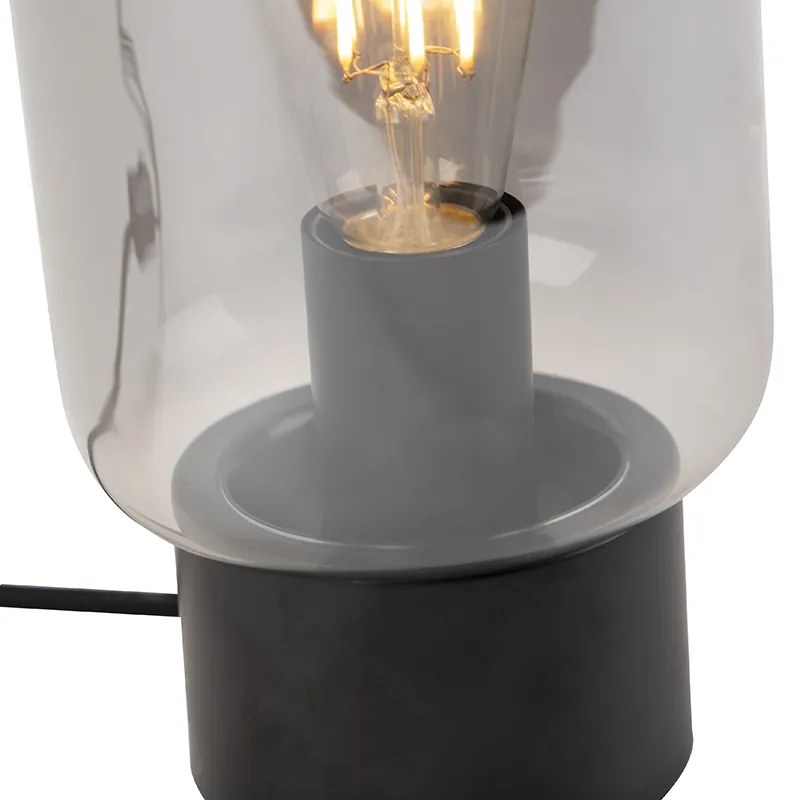Designerska lampa stołowa czarna z dymionym szkłem - Bliss Cute
