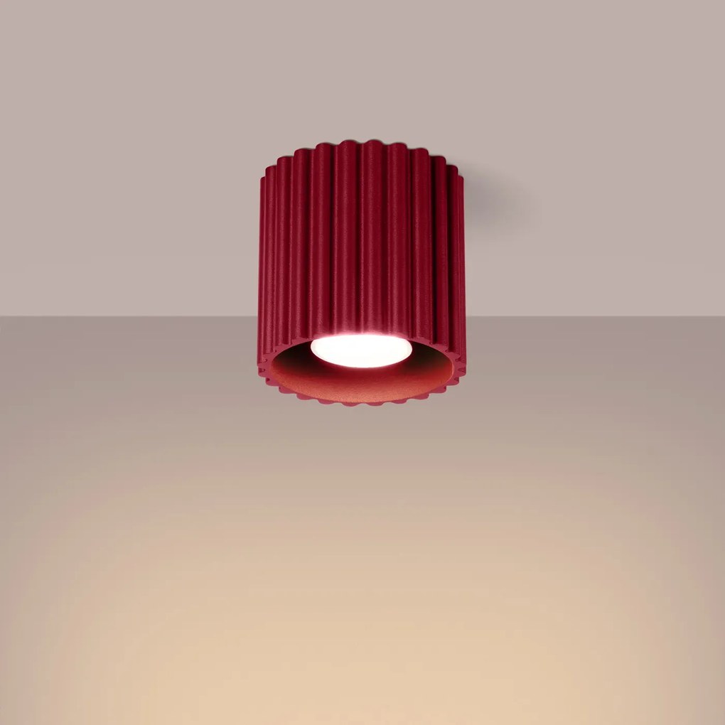 Plafon AURA 1 burgund GU10 ryflowany SOLLUX  LIGHTING