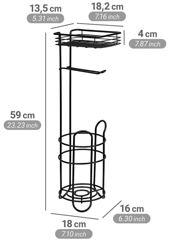 Czarny stalowy stojak na papier toaletowy – Wenko