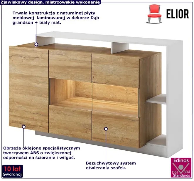 Komoda dąb grandson + biały mat C7-B29