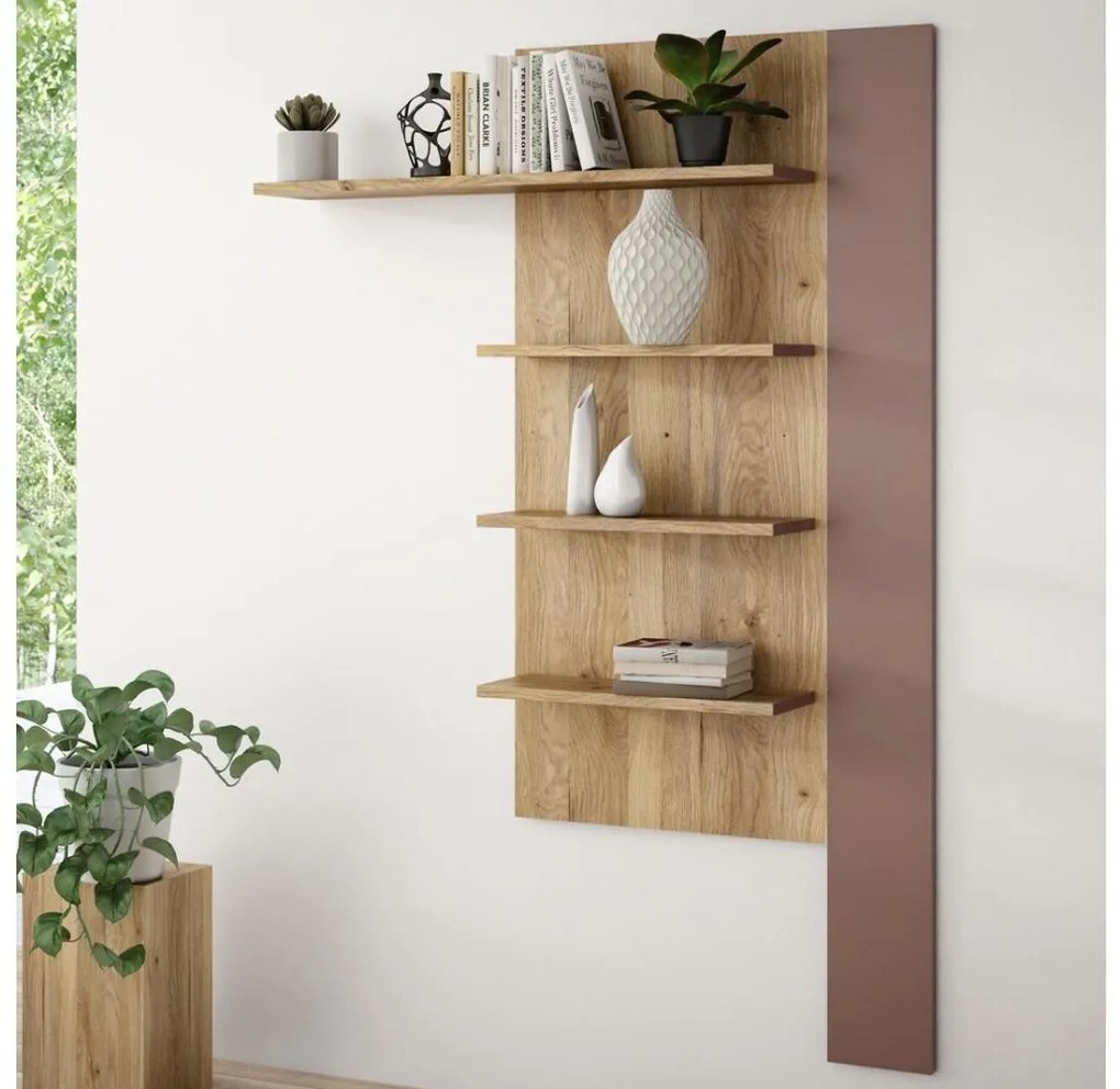 Półka ścienna INAR dąb/brąz