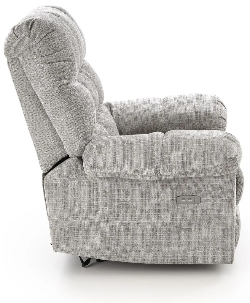 Fotel wypoczynkowy elektrycznie rozkładany popielaty AMORE