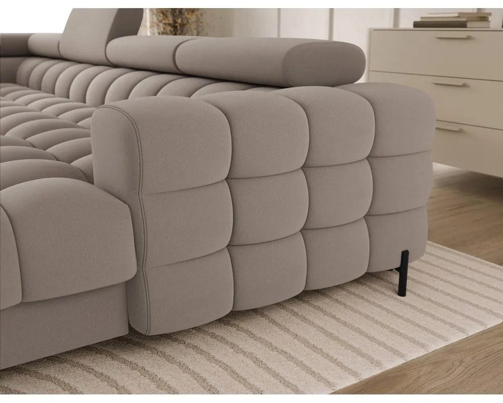 Jasnobrązowy aksamitny rozkładany narożnik (lewostronny/w kształcie litery U) Feraria – ELTAP