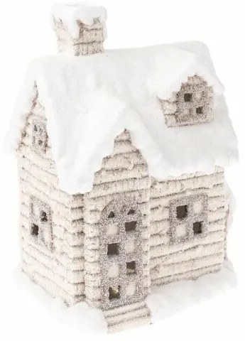 Świąteczna dekoracja Zaśnieżony domek na świeczkę tea light, 25 x 36 x 18 cm
