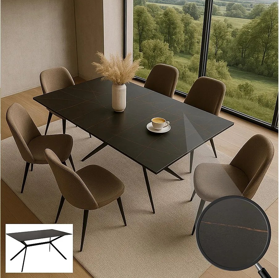 Stół do jadalni MCW-O58,  czarno-złoty