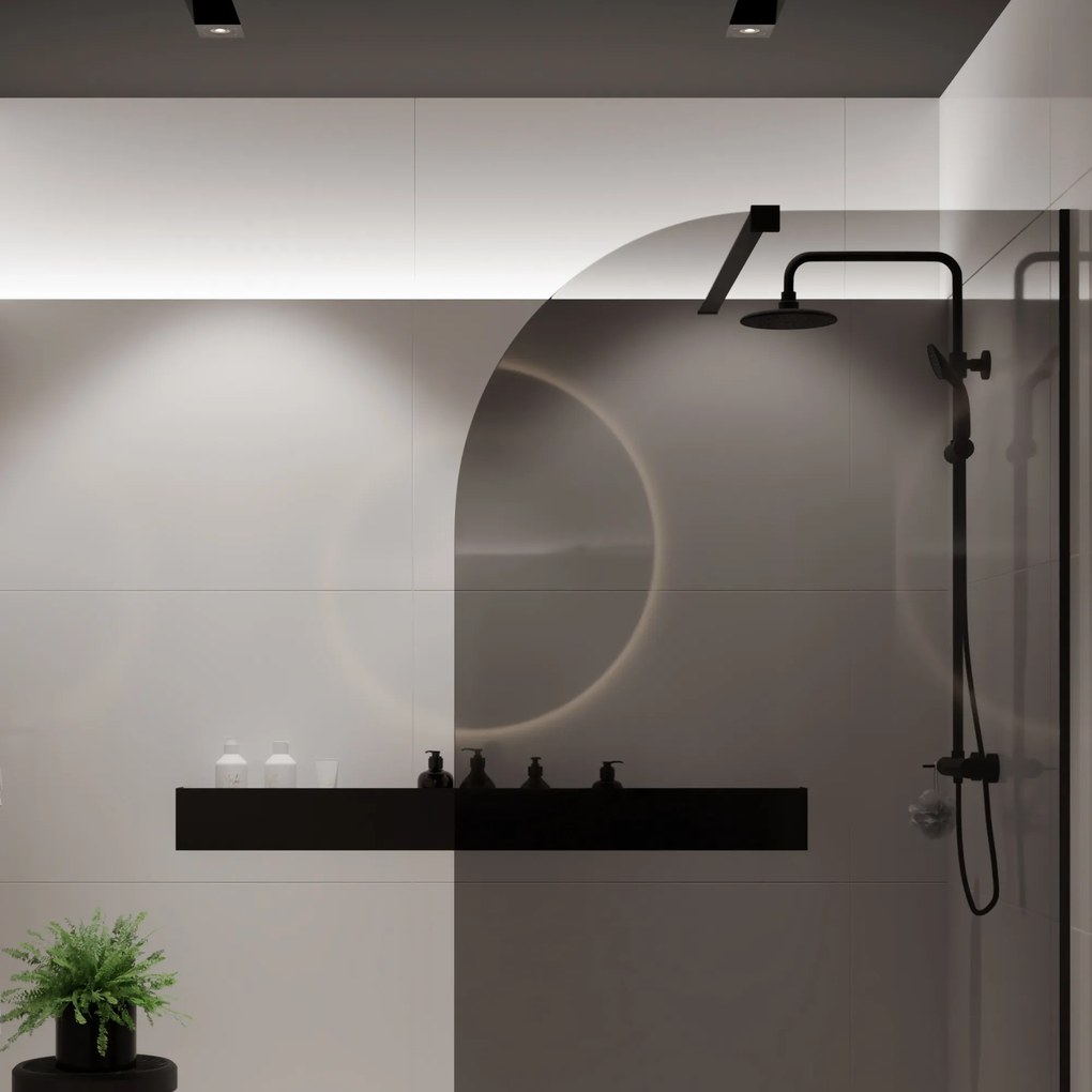 Ścianka prysznicowa WALK IN FIX grafitowa półokrągła 8 mm MOLIS Grafit Moon MASSI | różne rozmiary : Kolor profili kabiny - chrom / srebrny, Szerokość ścianki - 120 cm, Typ montażu - WALK in FIX (Do ściany)