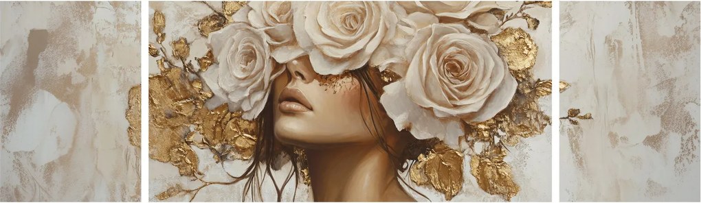 Obraz - Dziewczyna z różami (170x50 cm)