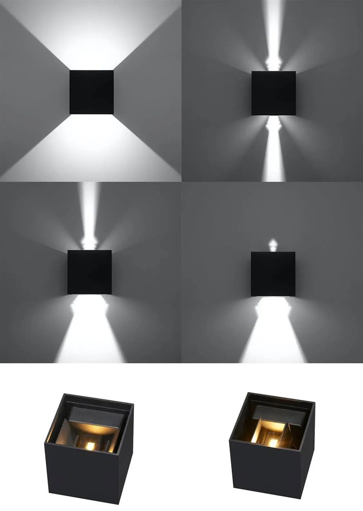 Kinkiet LUCA czarny LED IP54 SOLLUX LIGHTING