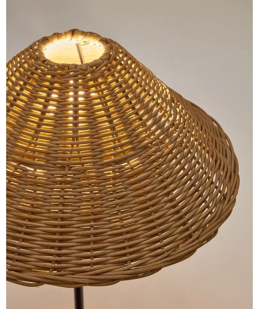 Czarno-naturalna lampa stołowa z rattanowym kloszem (wys. 50 cm) Urania – Kave Home