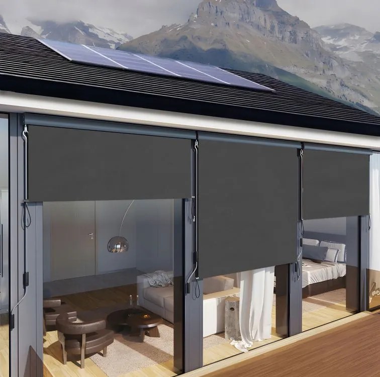 Roleta pionowa zwijana AW-038 - markiza na okno, drzwi balkonowe, tarasowe, antracyt