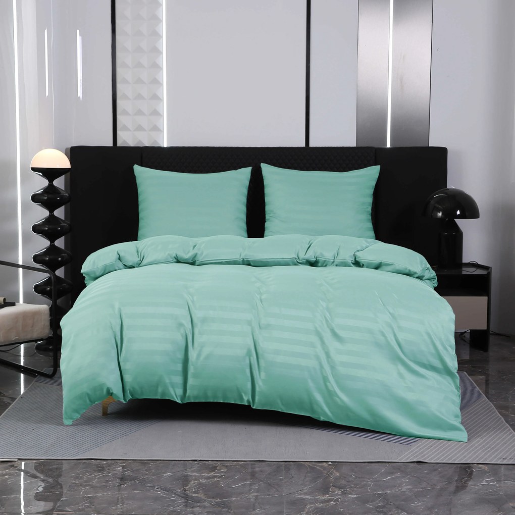 PrzytulneMieszkanie.pl PrzytulneMieszkanie.pl Hotelowa pościel z mikrofibry JASMINE miętowa - pasek 2 cm, hotelowa kieszeń Rozmiar pościeli: 70 x 90 cm | 140 x 200 cm