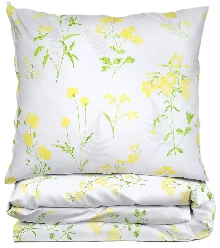 Pościel bawełniana Premium Bielbaw 160x200 Bratki żółta GRENO