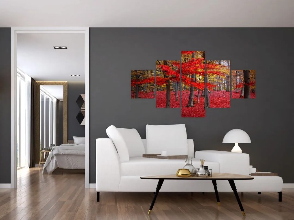 Obraz - Czerwony Las (125x70 cm)