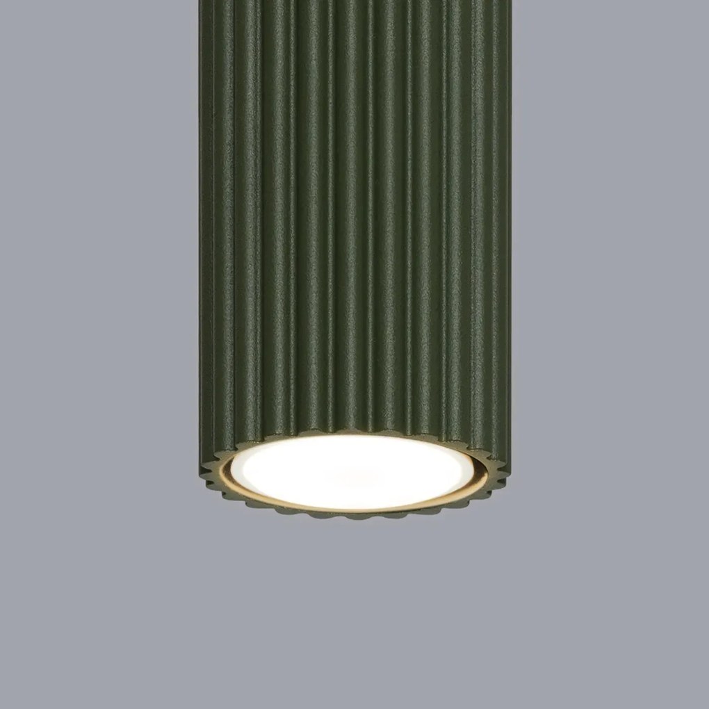 Plafon KARBON 60 zielony oliwkowy ryflowany SOLLUX  LIGHTING