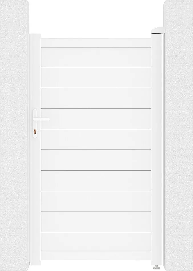 Furtka skrzydłowa aluminiowa pełna dł.103 x wys.180 cm biała - NAZARIO