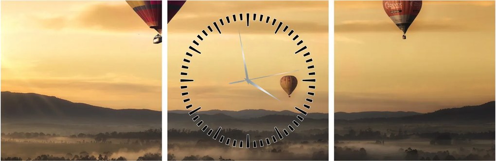 Obraz - latające balony (z zegarem) (90x30 cm)