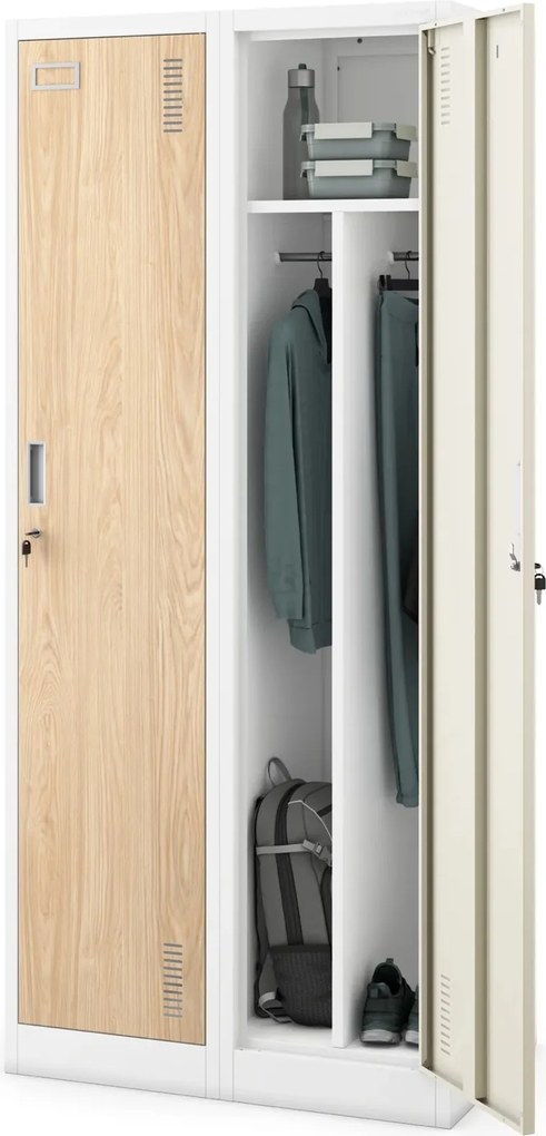 Szafa socjalna czterokomorowa Eco Design Kacper 80x50x180 cm biały/dąb sonoma