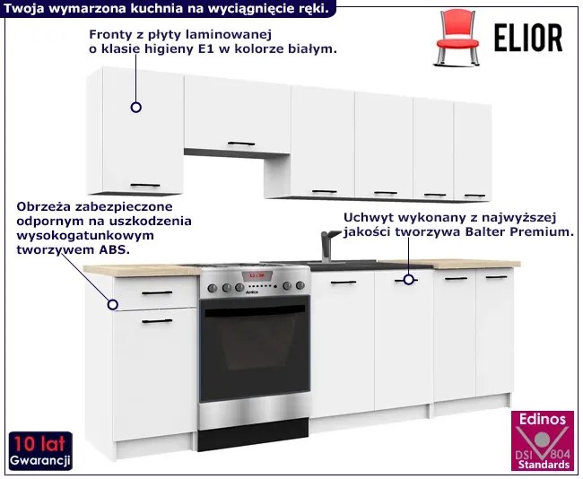 Zestaw Białych Mebli Kuchennych 240 Cm R8-M25