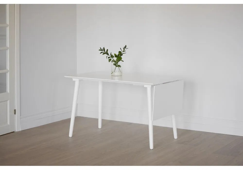 Biały stół z litego drewna dębowego Rowico Lotte Leaf, 120x80 cm