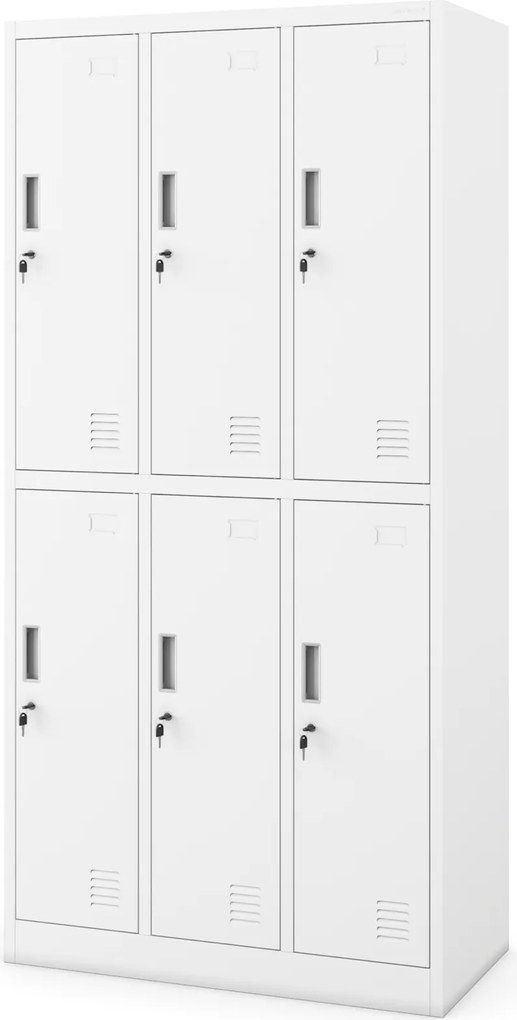 Szafa socjalna 6-skrytkowa Igor 90x45x185 cm, biała