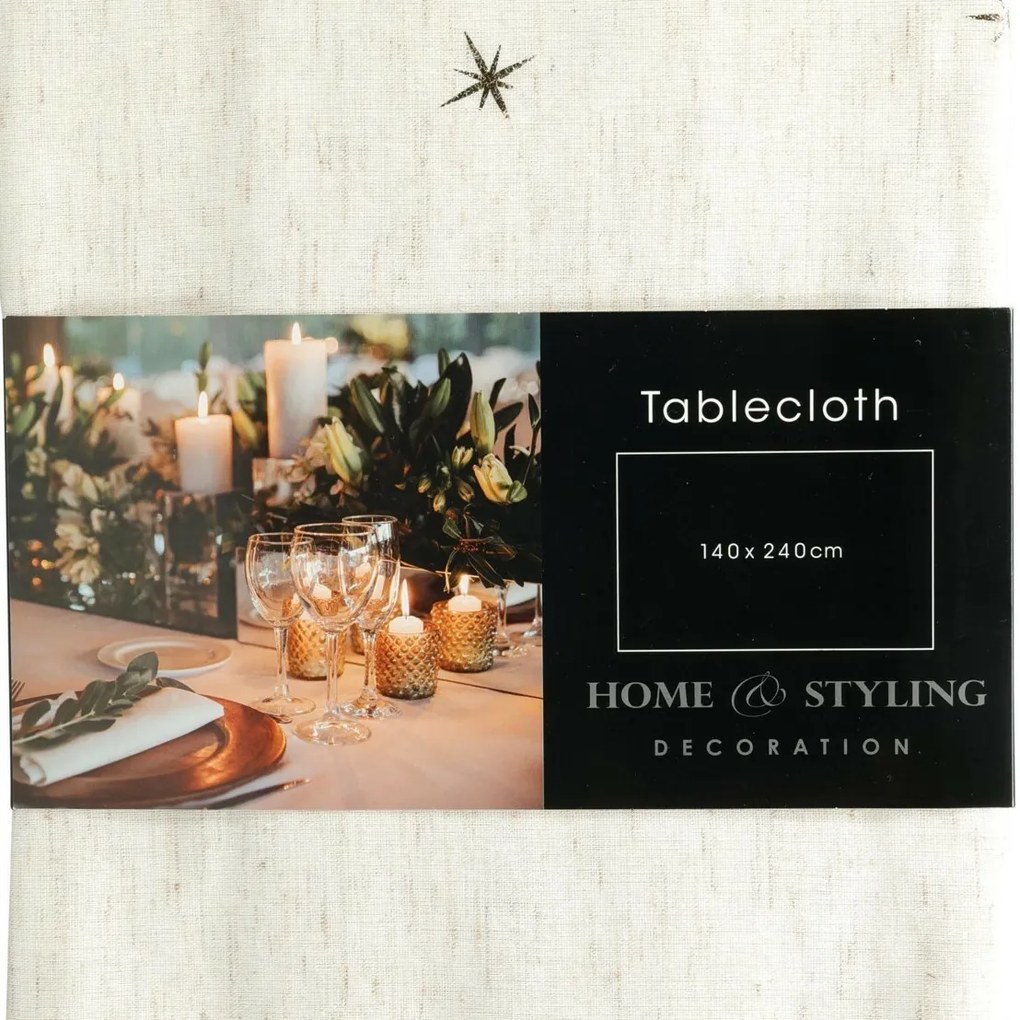 Świąteczny obrus Golden Stars, 140 x 240 cm