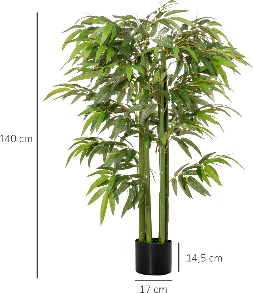 HOMCOM Sztuczny bambus w doniczce dekoracyjna roślina zielona 140 cm realistyczny wygląd łatwa pielęgnacja | Aosom PL