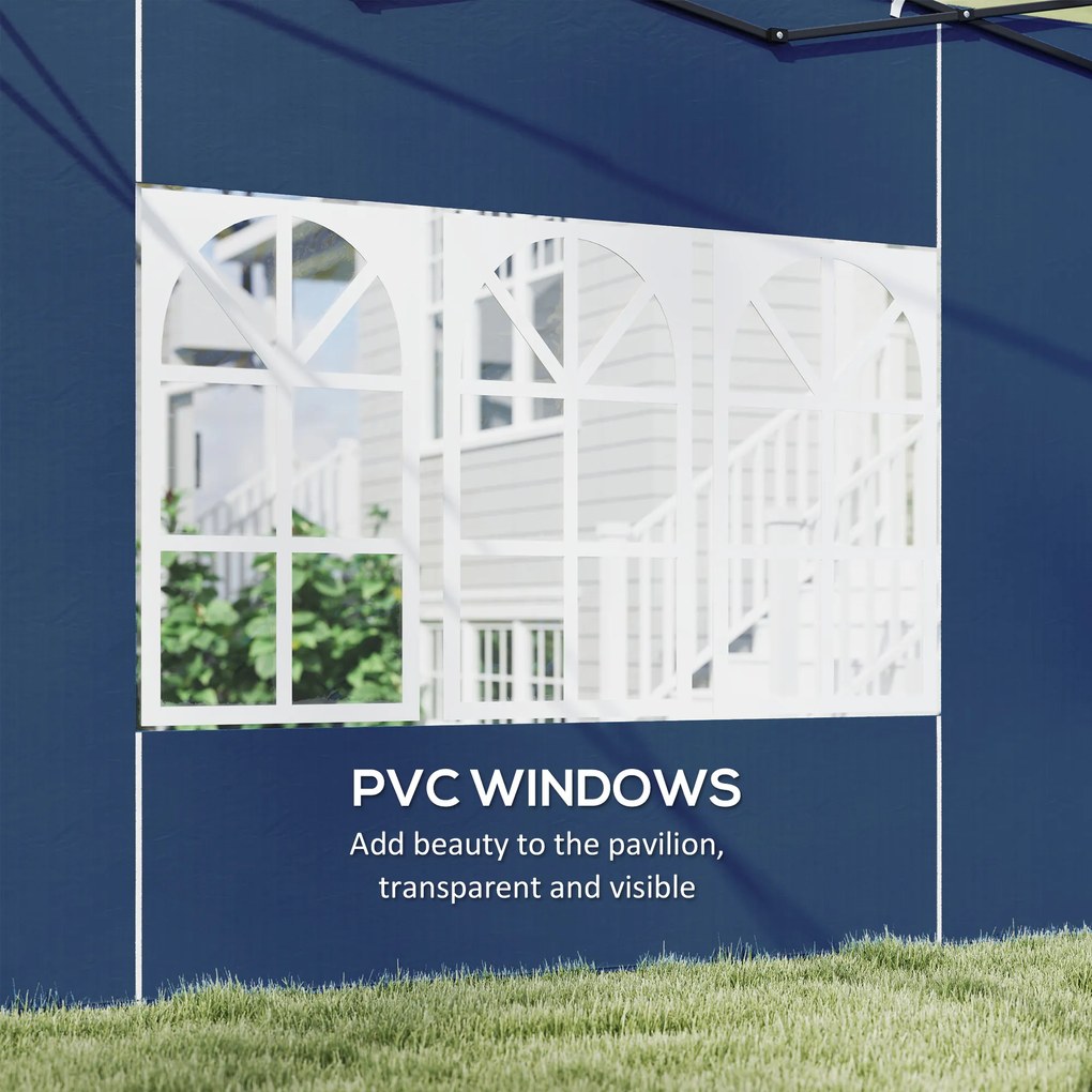 Outsunny 2-częściowy zestaw ścian bocznych do pawilonu 3x3 3x6, wodoodporne ściany z oknami, niebieskie | Aosom PL
