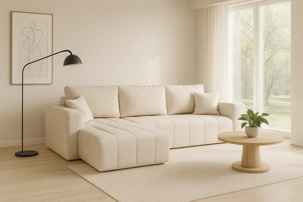 Beżowy rozkładany narożnik L M4-M12