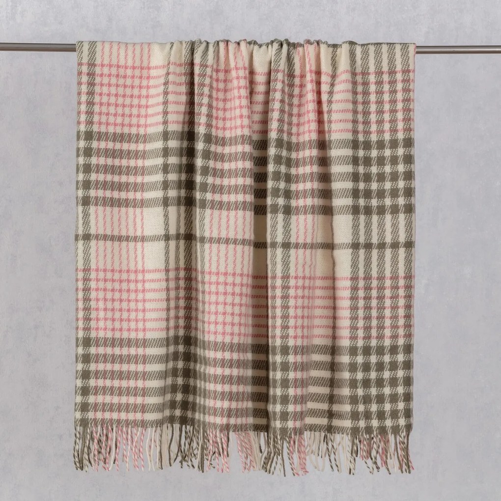 Pled Zelandia 140x200cm khaki/old rose