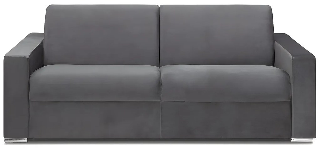 Kanapa 4-osobowa rozkładana z weluru CALITO - Kolor antracytowy - Łóżko 160  cm - Materac 22 cm