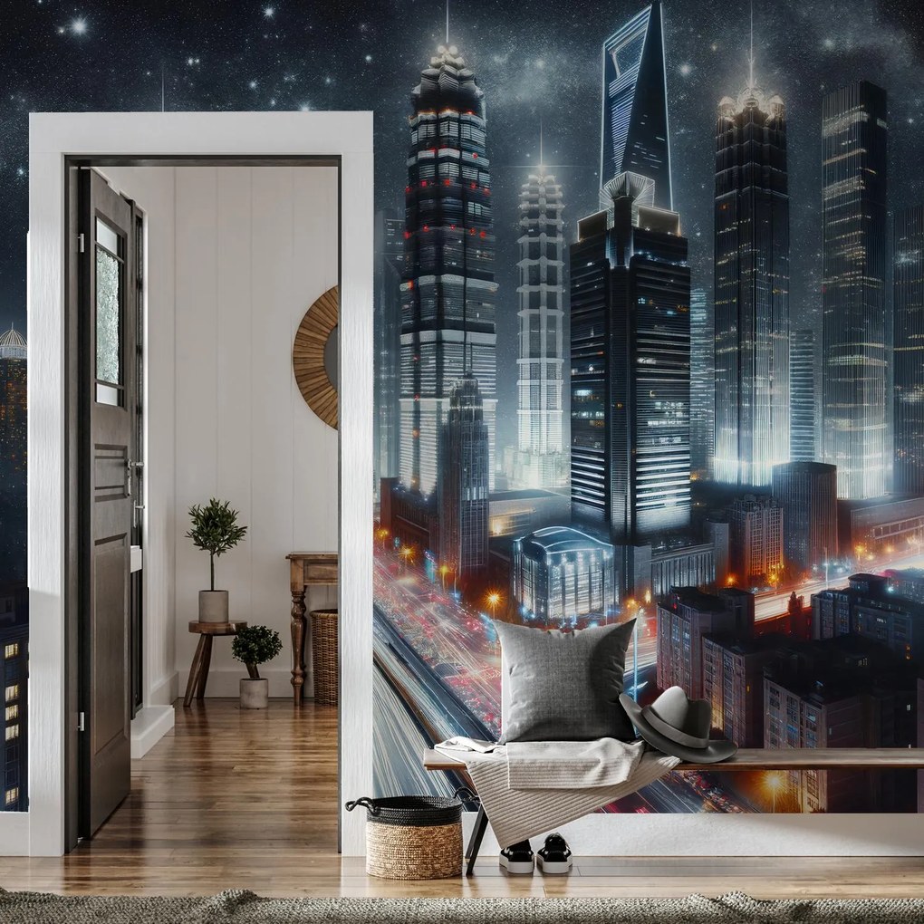 Fototapeta - Nocna metropolia (196x136 cm)
