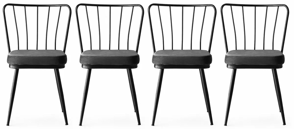 Zestaw krzeseł do jadalni Yildiz Anthracite and Black, 4szt., 4 szt.