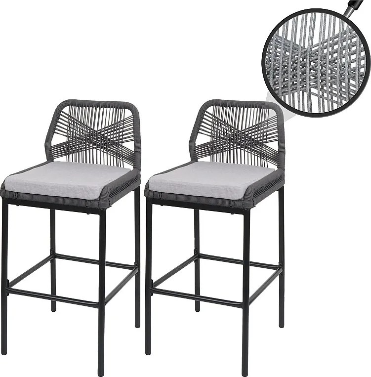 Stołek barowy MCW-O21 (zestaw 2 szt.),  antracyt, poduszka jasnoszara