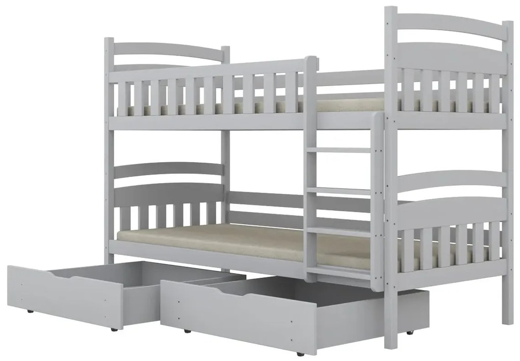 Łóżko piętrowe JULITA 160x80 białe drewniane z szufladami KOCOT KIDS
